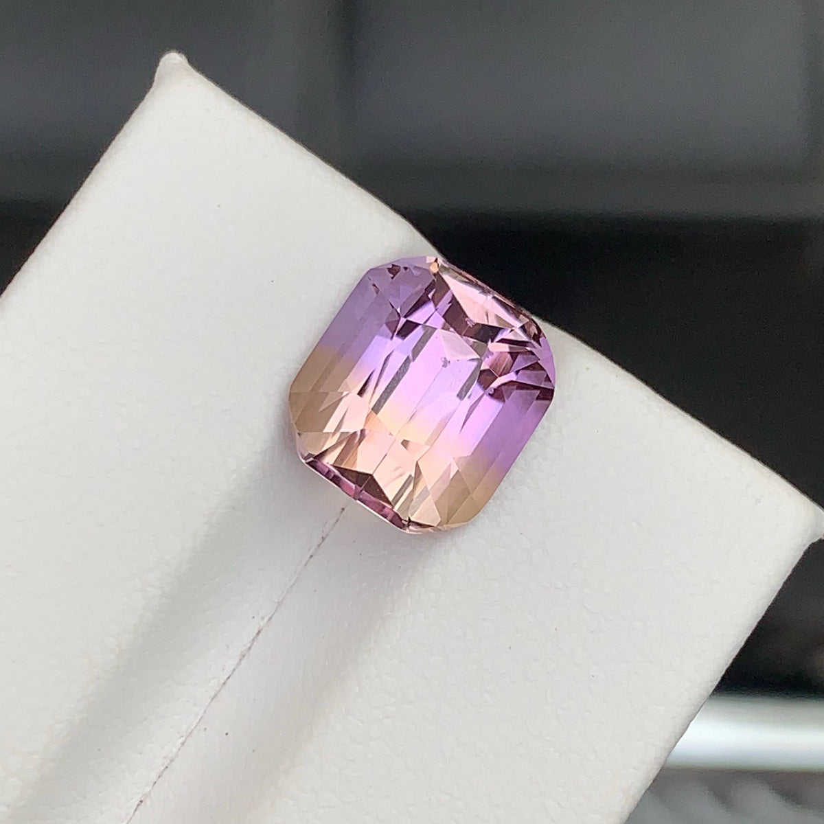 4.50 Carat Natural Loose Bicolor Ametrine Stone Cushion Cut Brazilian Gemstone