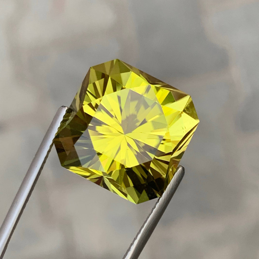 24.35 Carat Natural Loose Lemon Color Citrine Fancy Cut African Gemstone