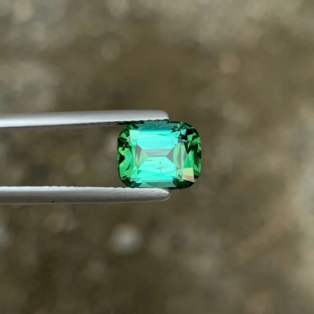 2.45 Carat Natural Loose Bluish Green Tourmaline Cushion Cut Afghan Gemstone