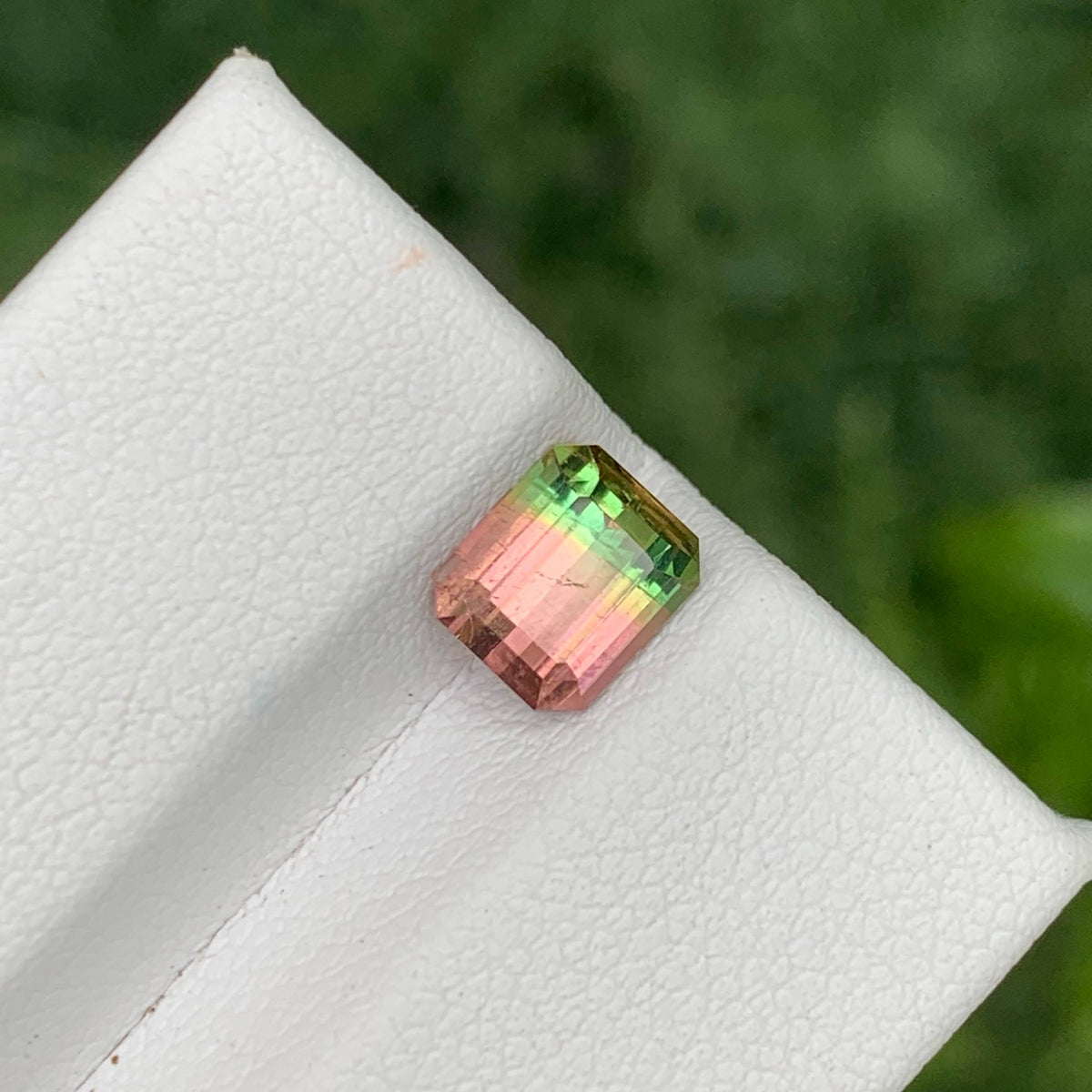 1.45 Carat Natural Bicolor Watermelon Tourmaline Emerald Cut Afghan Gemstone