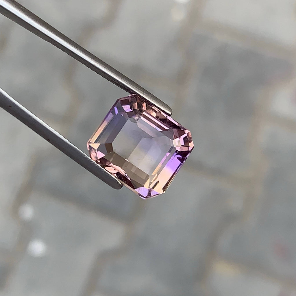 9.20 Carat Natural Loose Bicolor Ametrine Stone Emerald Cut Brazilian Gemstone