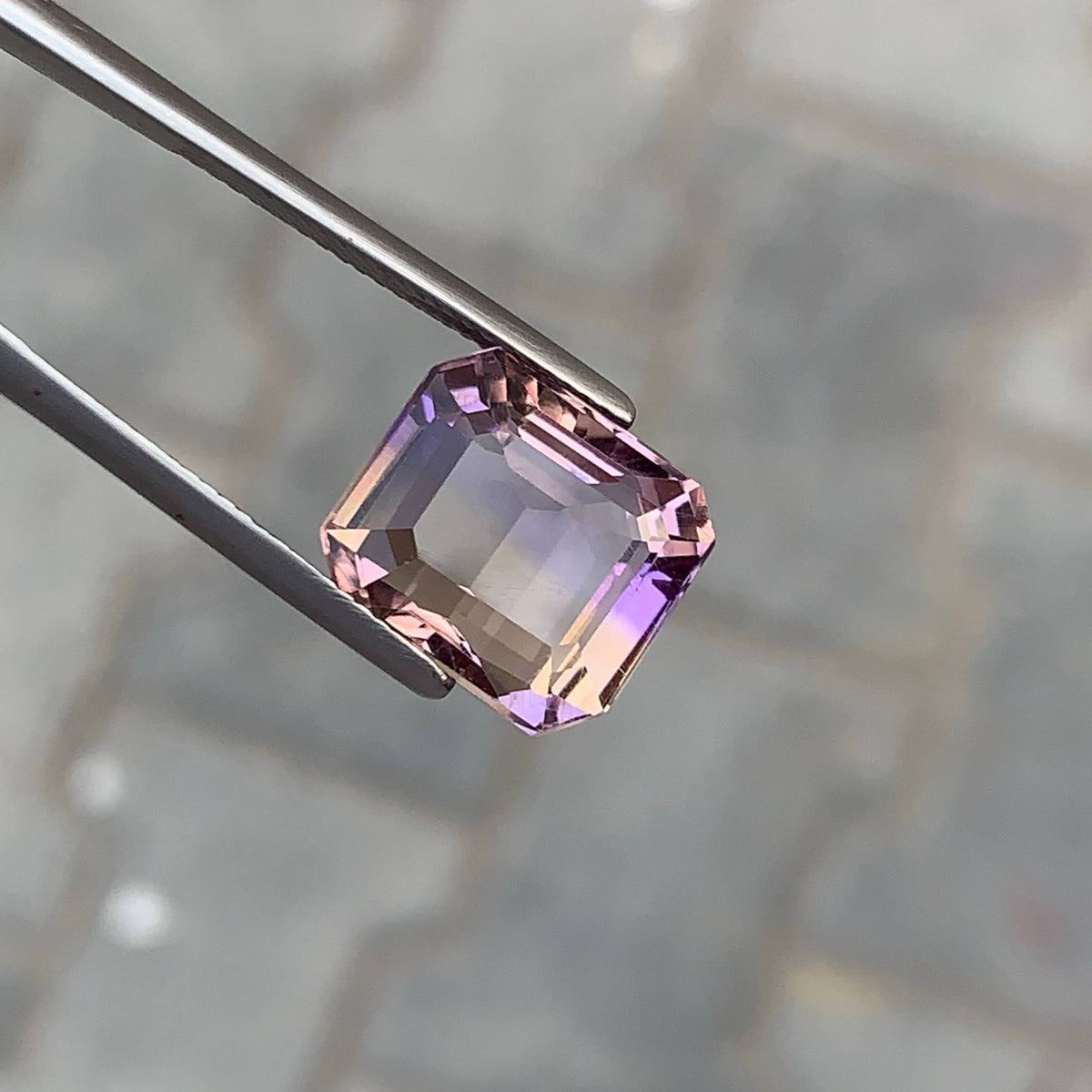 9.20 Carat Natural Loose Bicolor Ametrine Stone Emerald Cut Brazilian Gemstone