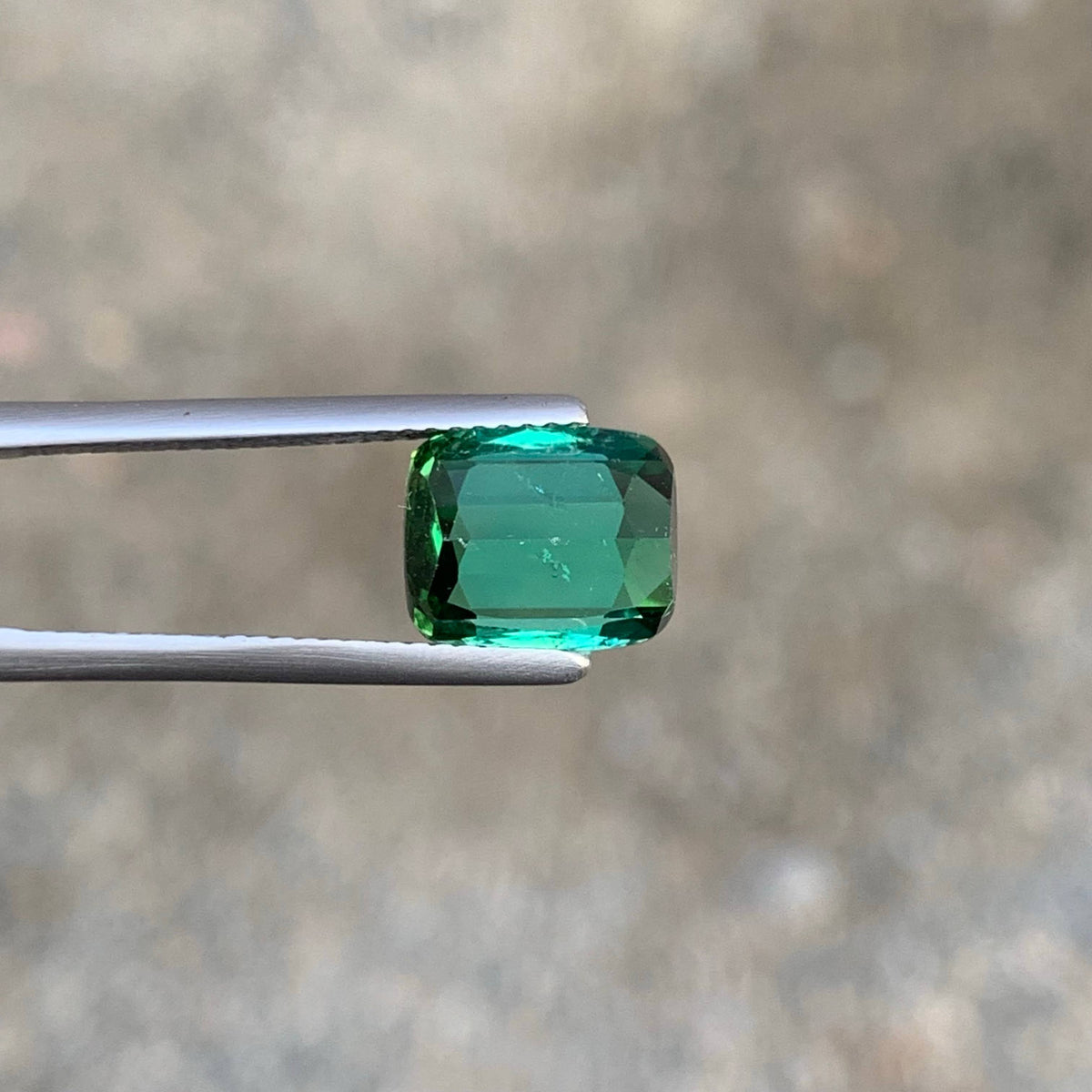 3.70 Carat Natural Loose Green Bluish Tourmaline Cushion Cut Afghan Gemstone