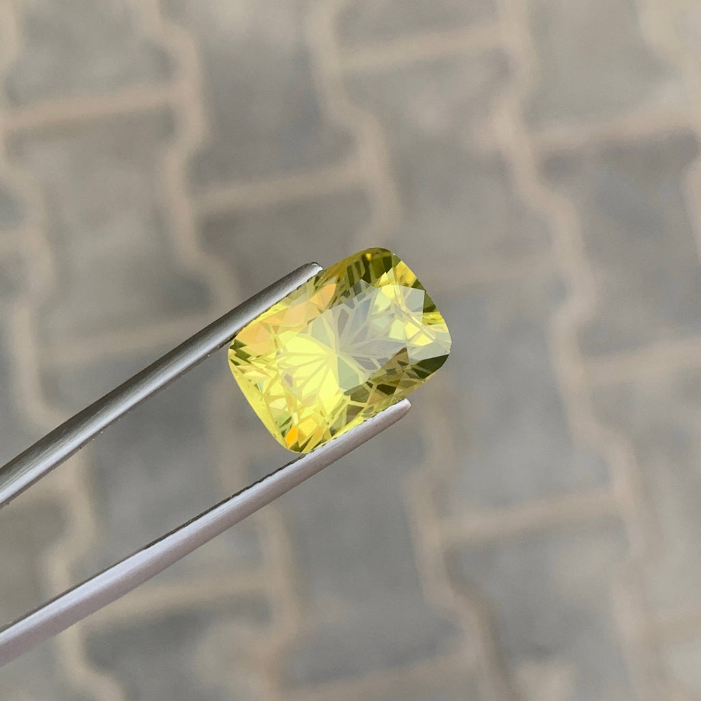 7.30 Carat Lemon Color Citrine Cushion Fancy Cut African Untreated Eye Clean