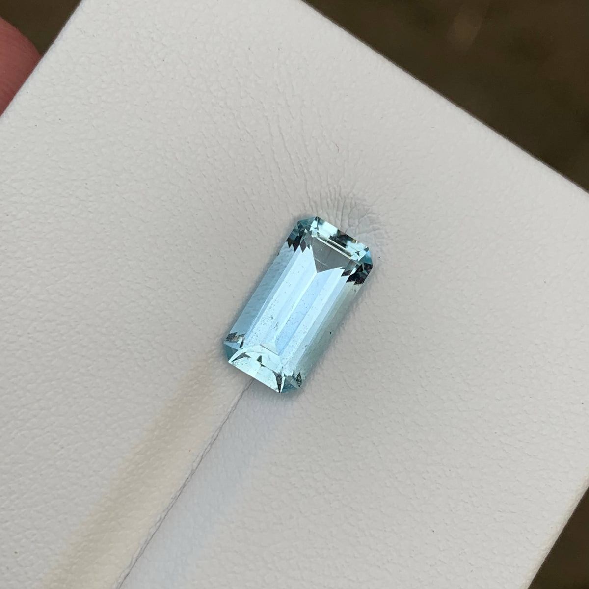 2.95 Carat Light Blue Aquamarine Emerald Cut Pakistan VVS Untreated