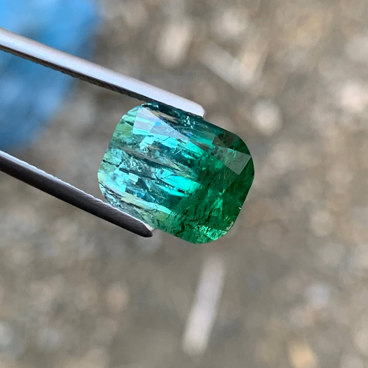 9.25 Carat Natural Loose Bicolor Tourmaline Stone Cushion Cut Afghan Gemstone