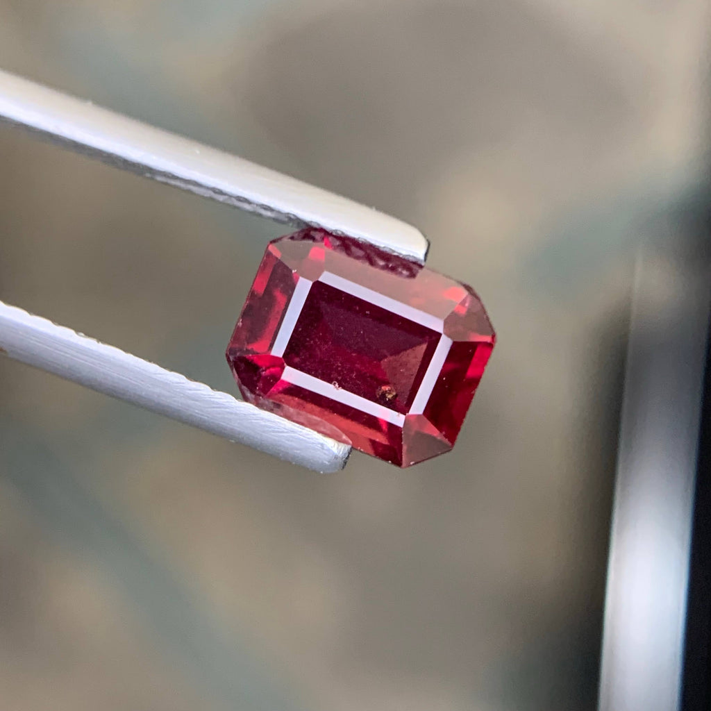 2.30 Carat Natural Loose Sweet Red Garnet Stone Emerald Cut Tanzanian Gemstone