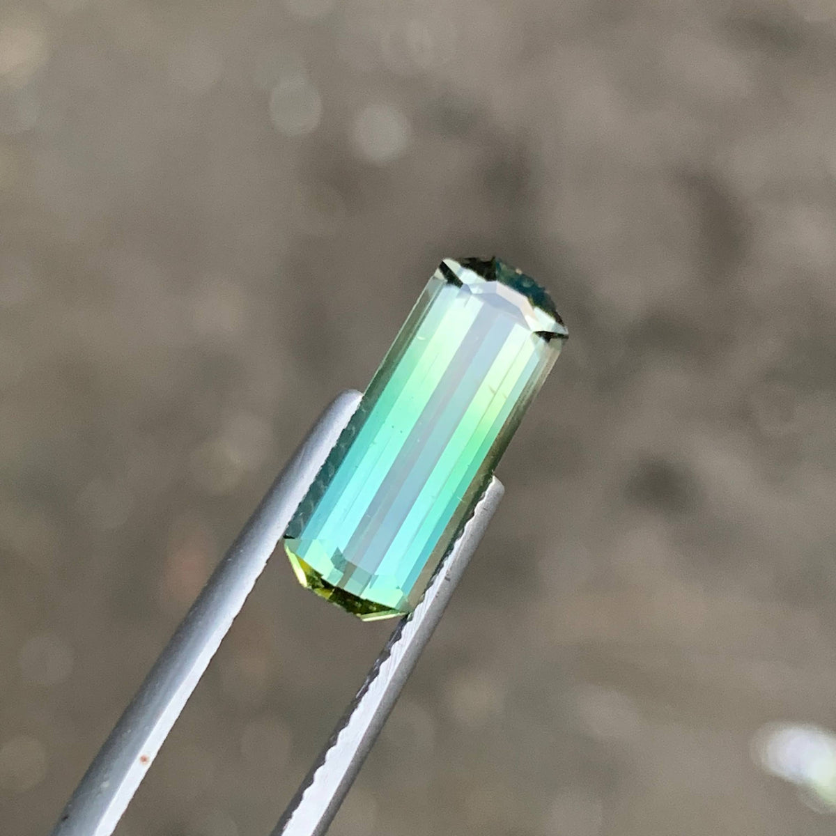 3.40 Carat Bicolor Tourmaline Emerald Cut Afghanistan VVS Untreated
