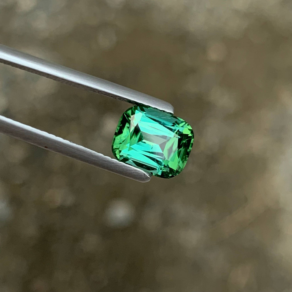 2.45 Carat Natural Loose Bluish Green Tourmaline Cushion Cut Afghan Gemstone