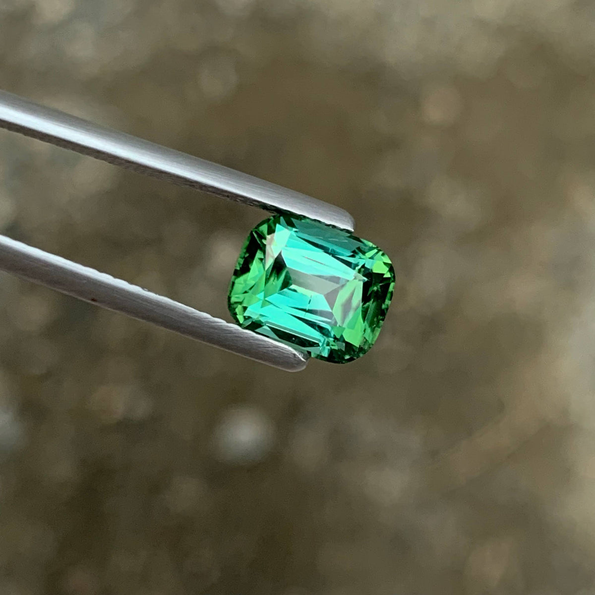 2.45 Carat Natural Loose Bluish Green Tourmaline Cushion Cut Afghan Gemstone