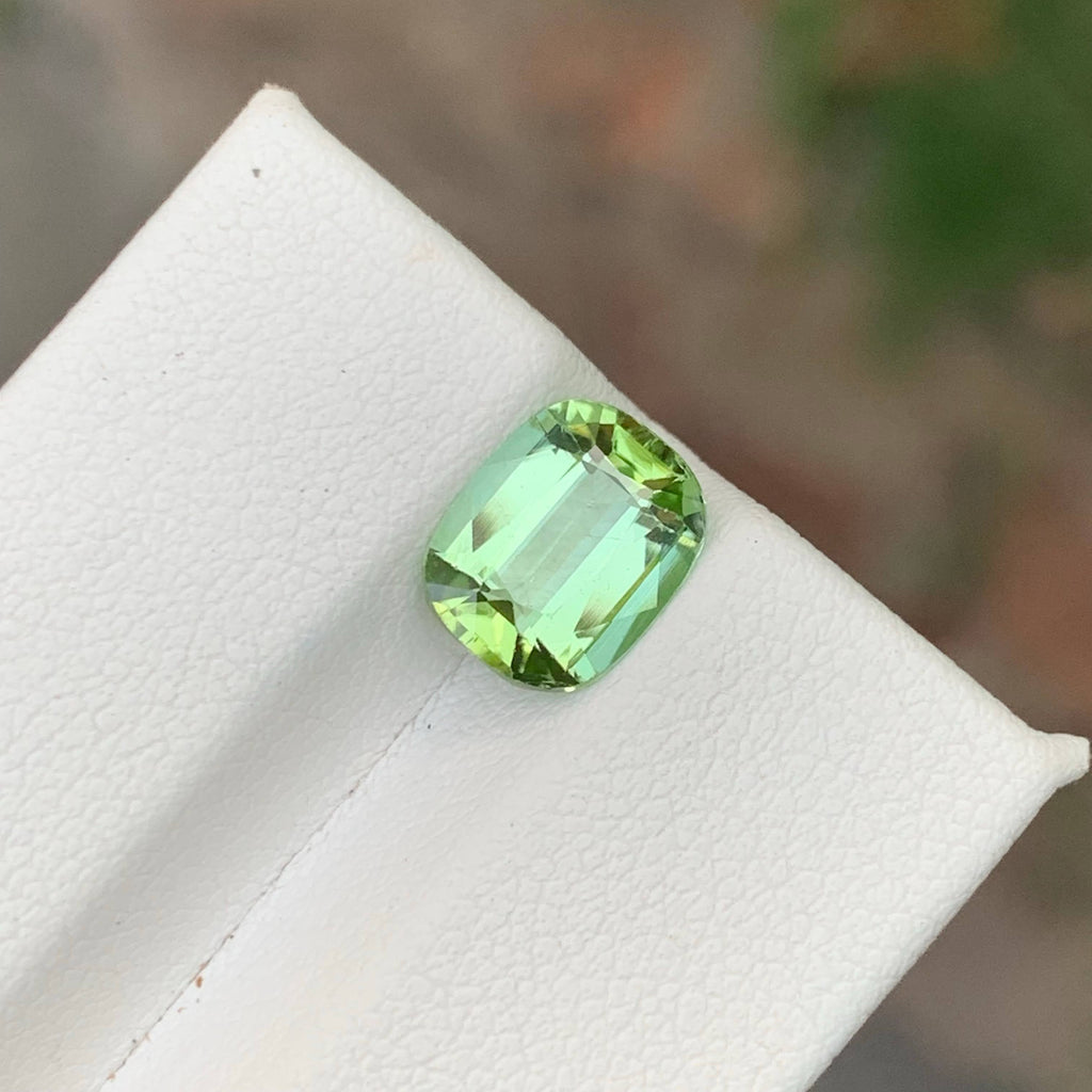 2.00 Carat Natural Loose Light Green Tourmaline Cushion Cut Afghan Gemstone