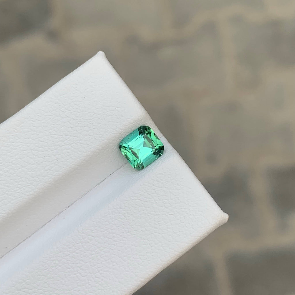 0.95 Carat Natural Loose Mint Green Tourmaline Cushion Cut Afghan Gemstone