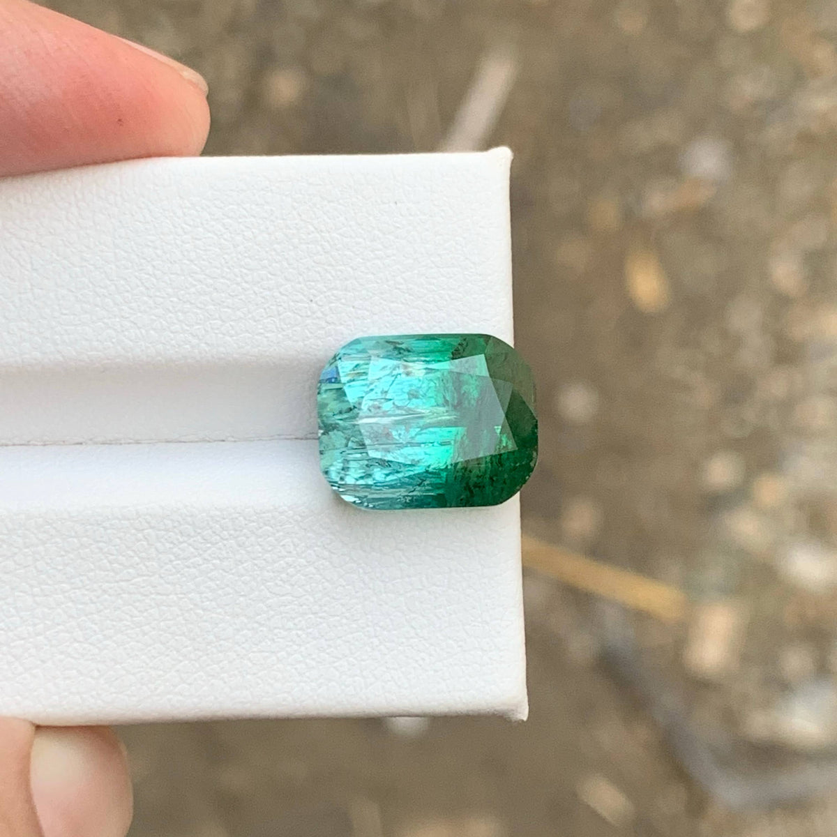 9.25 Carat Natural Loose Bicolor Tourmaline Stone Cushion Cut Afghan Gemstone
