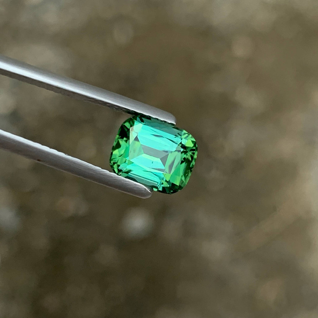 2.45 Carat Natural Loose Bluish Green Tourmaline Cushion Cut Afghan Gemstone