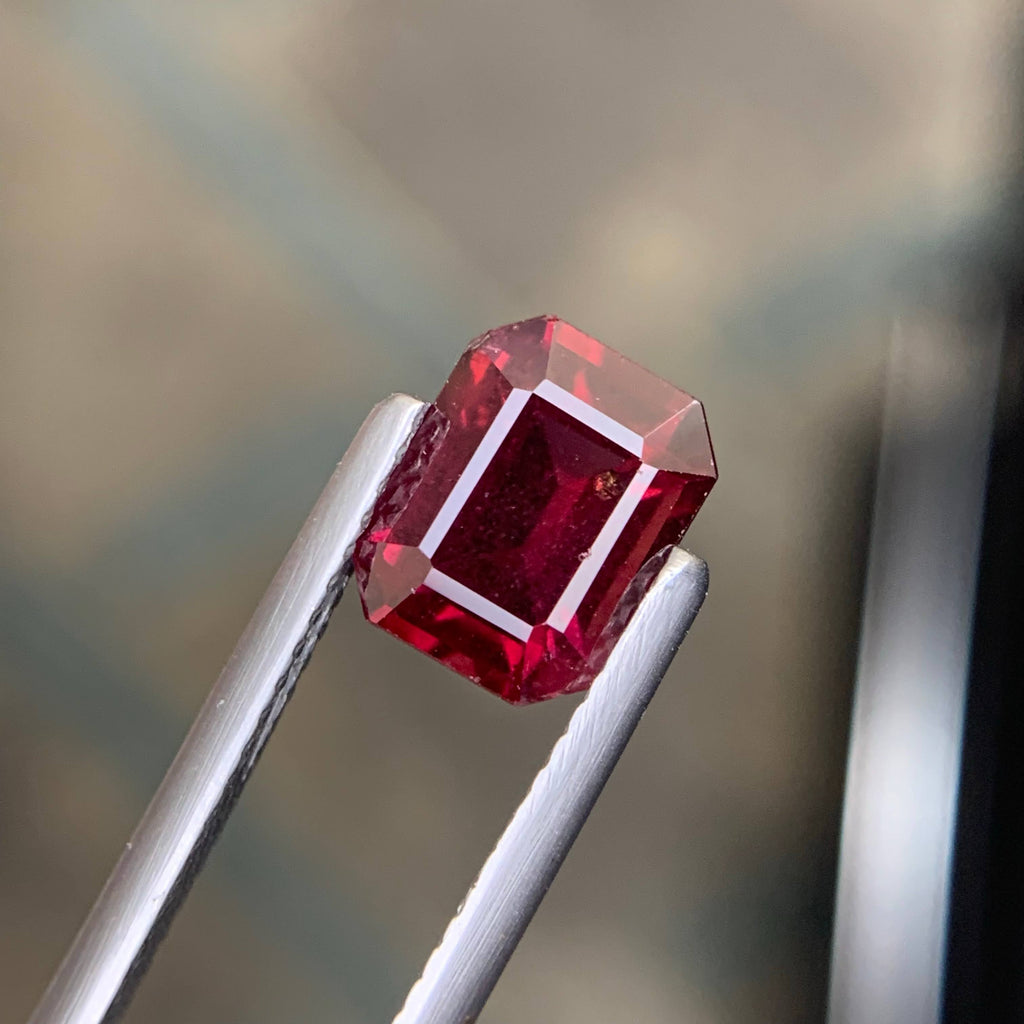 2.30 Carat Natural Loose Sweet Red Garnet Stone Emerald Cut Tanzanian Gemstone