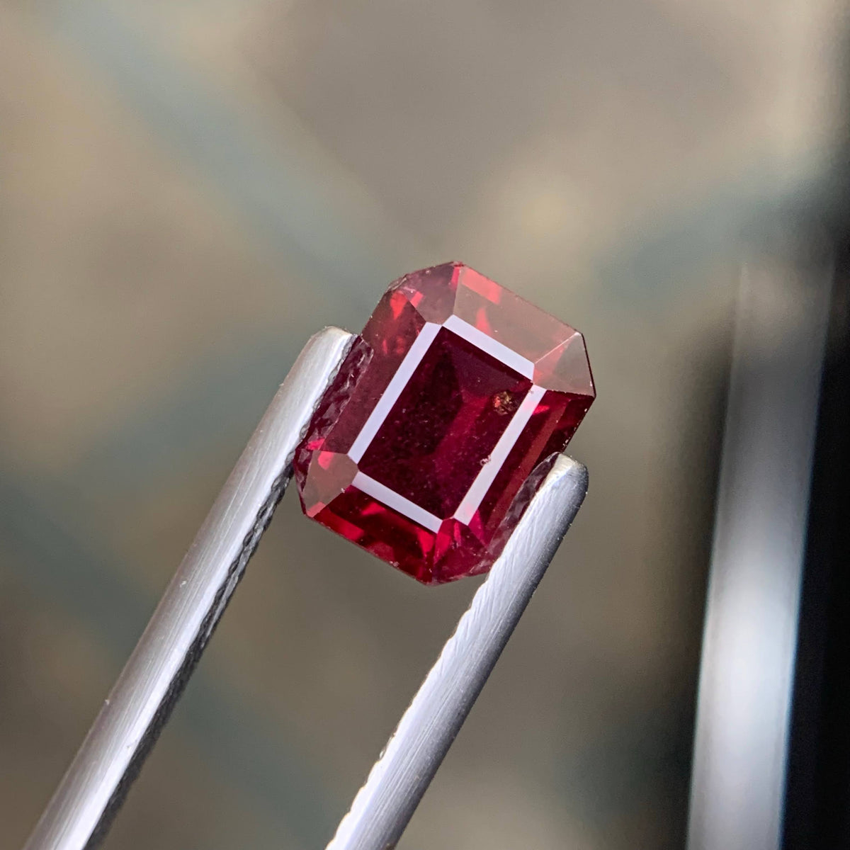 2.30 Carat Natural Loose Sweet Red Garnet Stone Emerald Cut Tanzanian Gemstone