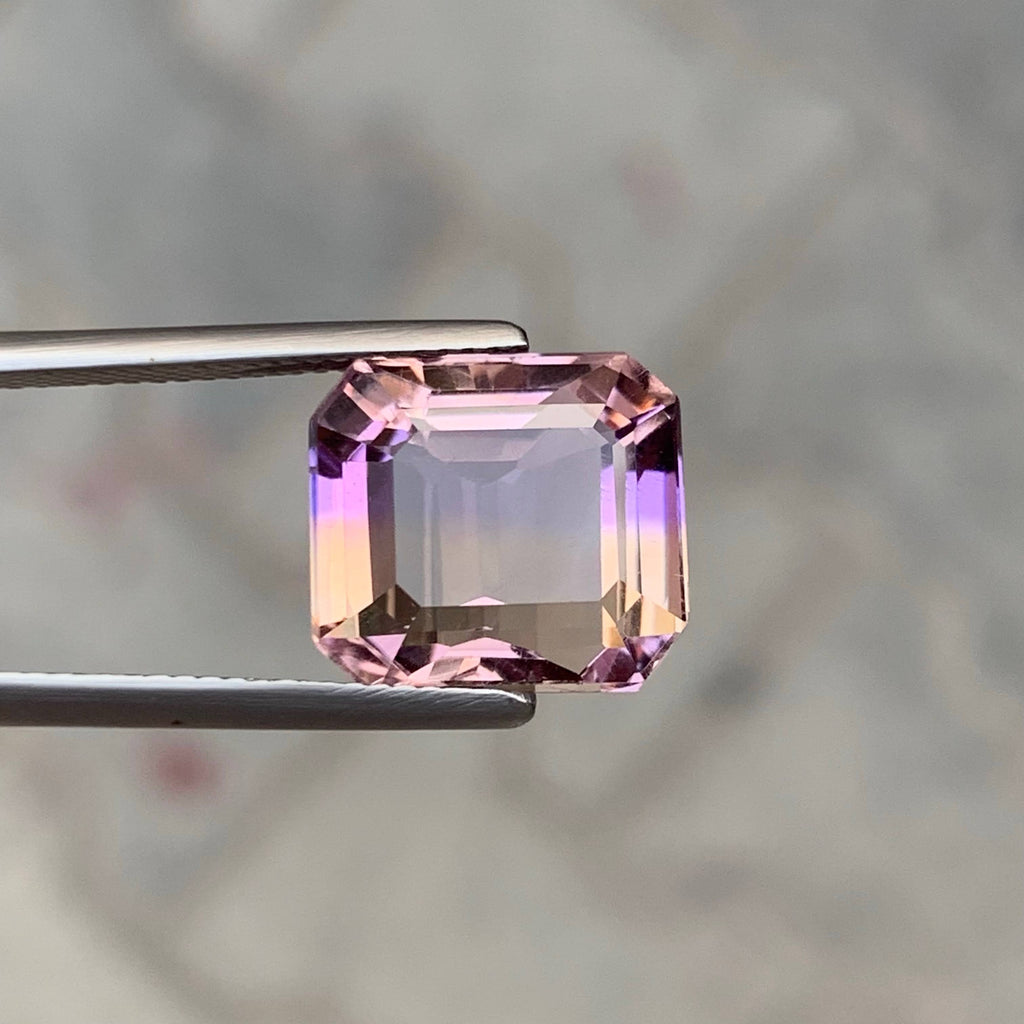 9.20 Carat Natural Loose Bicolor Ametrine Stone Emerald Cut Brazilian Gemstone