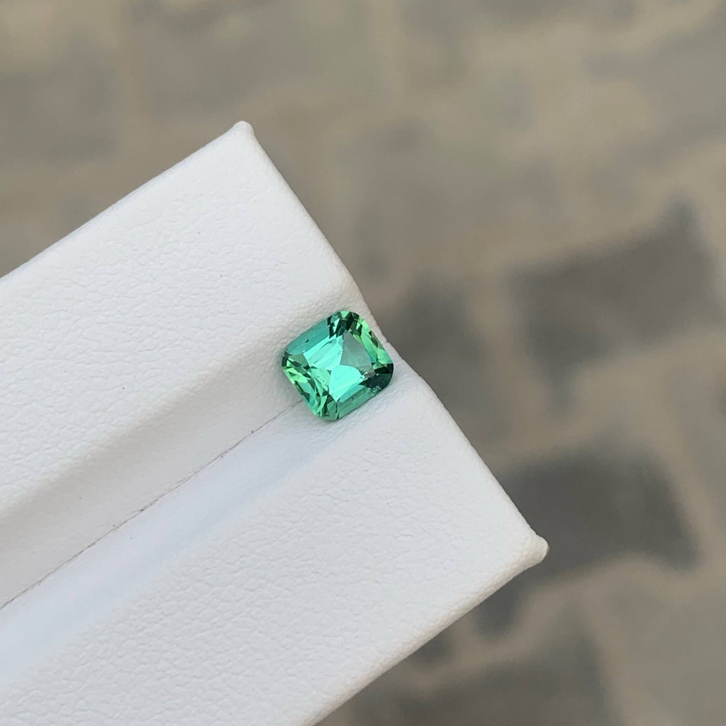 0.95 Carat Natural Loose Mint Green Tourmaline Cushion Cut Afghan Gemstone