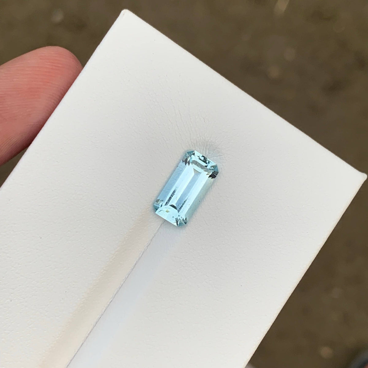 2.95 Carat Light Blue Aquamarine Emerald Cut Pakistan VVS Untreated