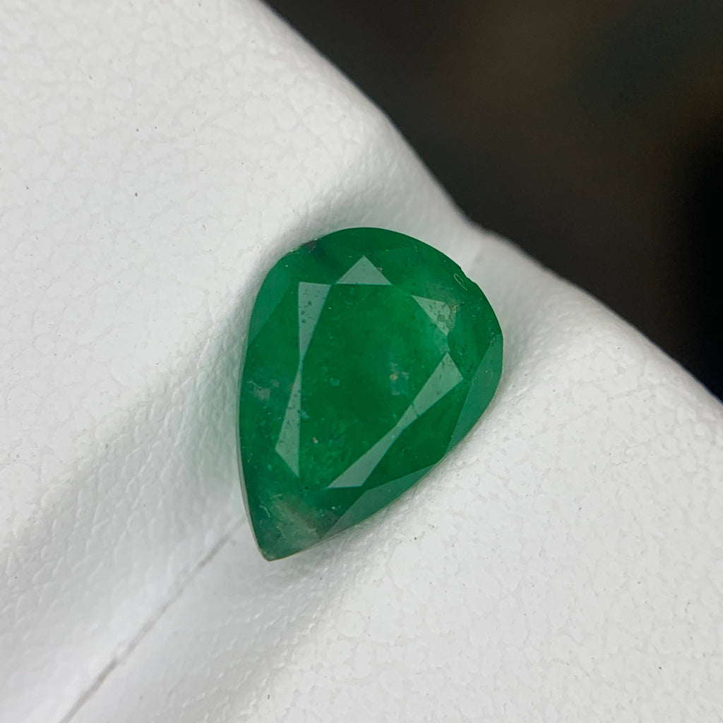 2.00 Carat Natural Loose Deep Green Color Emerald Pear Cut Swat Gemstone