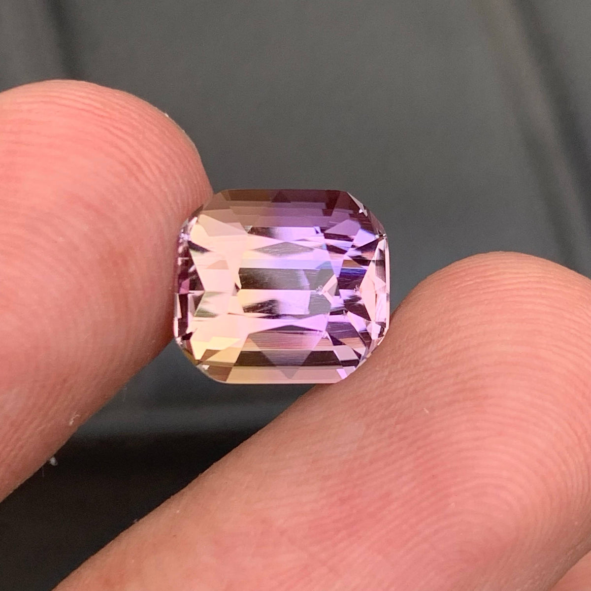 4.50 Carat Natural Loose Bicolor Ametrine Stone Cushion Cut Brazilian Gemstone