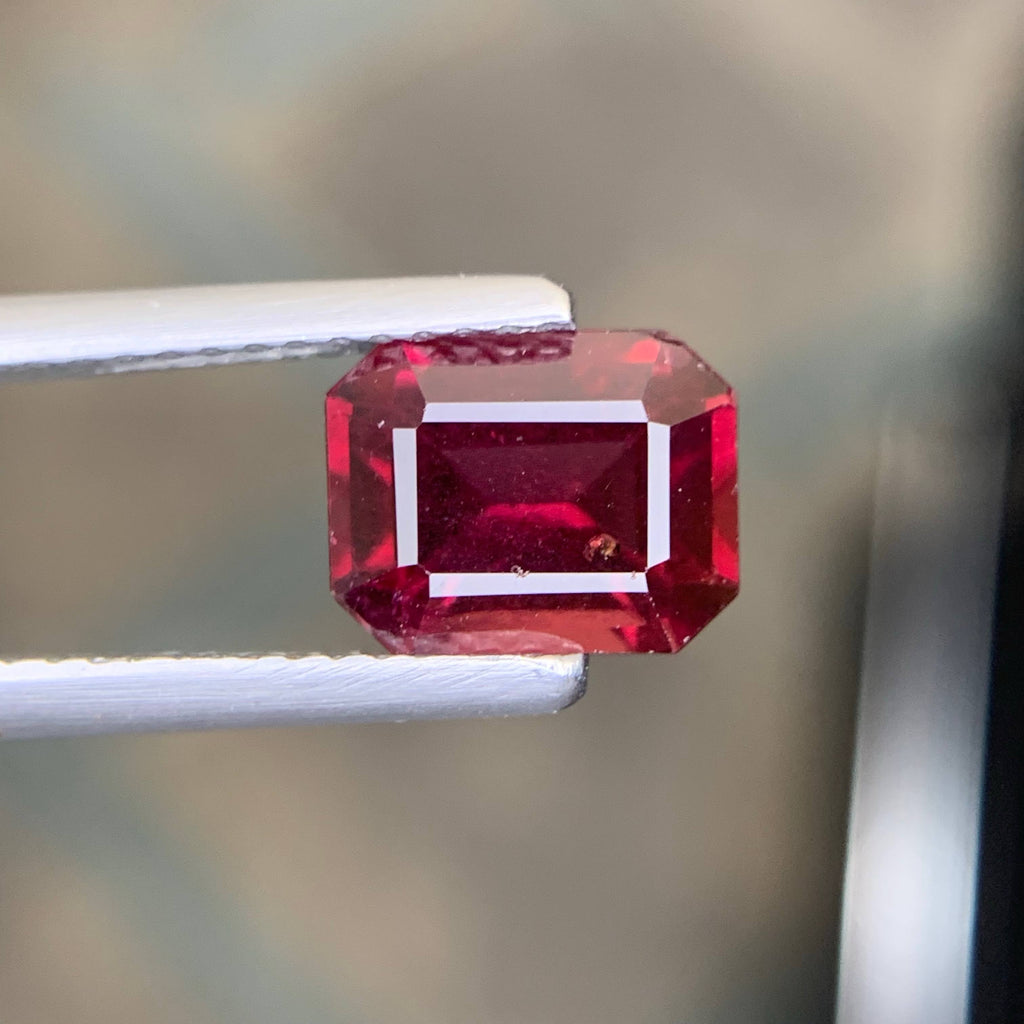 2.30 Carat Natural Loose Sweet Red Garnet Stone Emerald Cut Tanzanian Gemstone