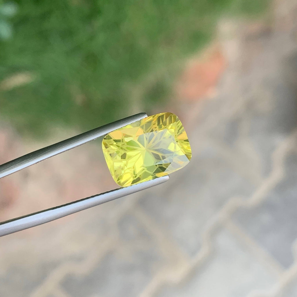 7.30 Carat Lemon Color Citrine Cushion Fancy Cut African Untreated Eye Clean