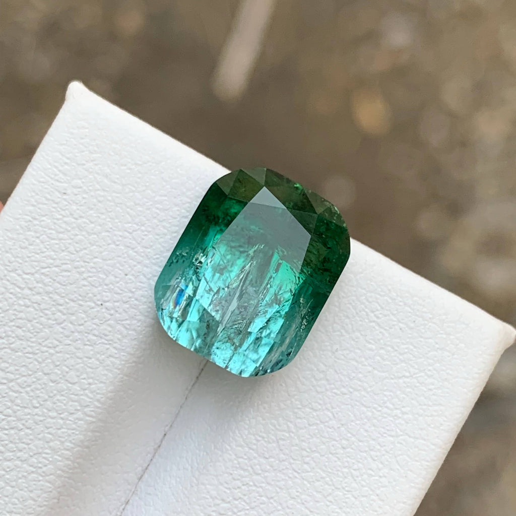9.25 Carat Natural Loose Bicolor Tourmaline Stone Cushion Cut Afghan Gemstone