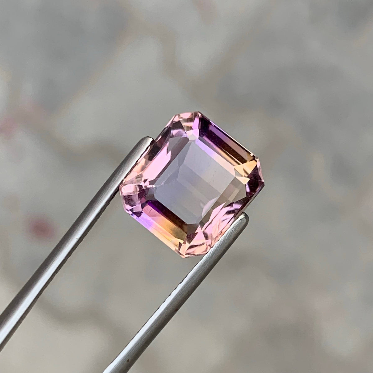 9.20 Carat Natural Loose Bicolor Ametrine Stone Emerald Cut Brazilian Gemstone