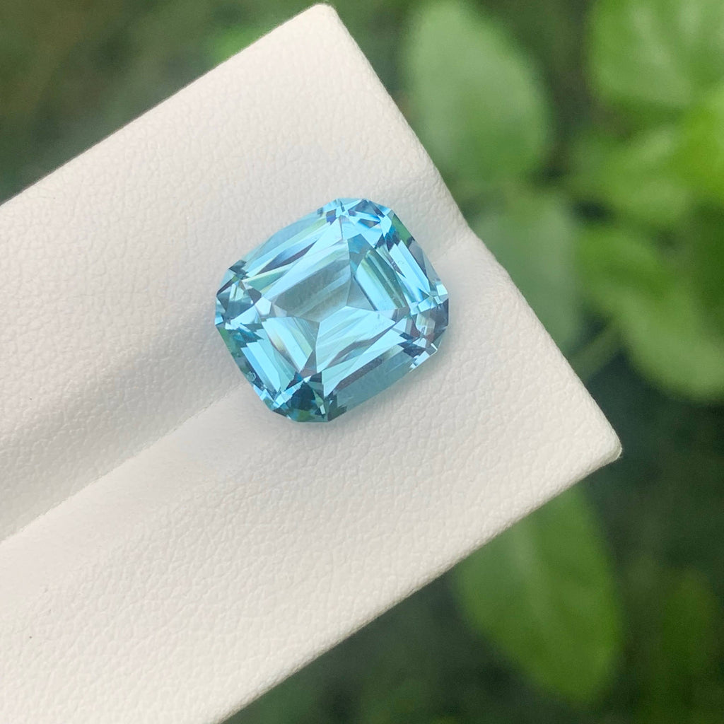 7.75 Carat Natural Loose Sky Blue Color Topaz Cushion Cut African Gemstone