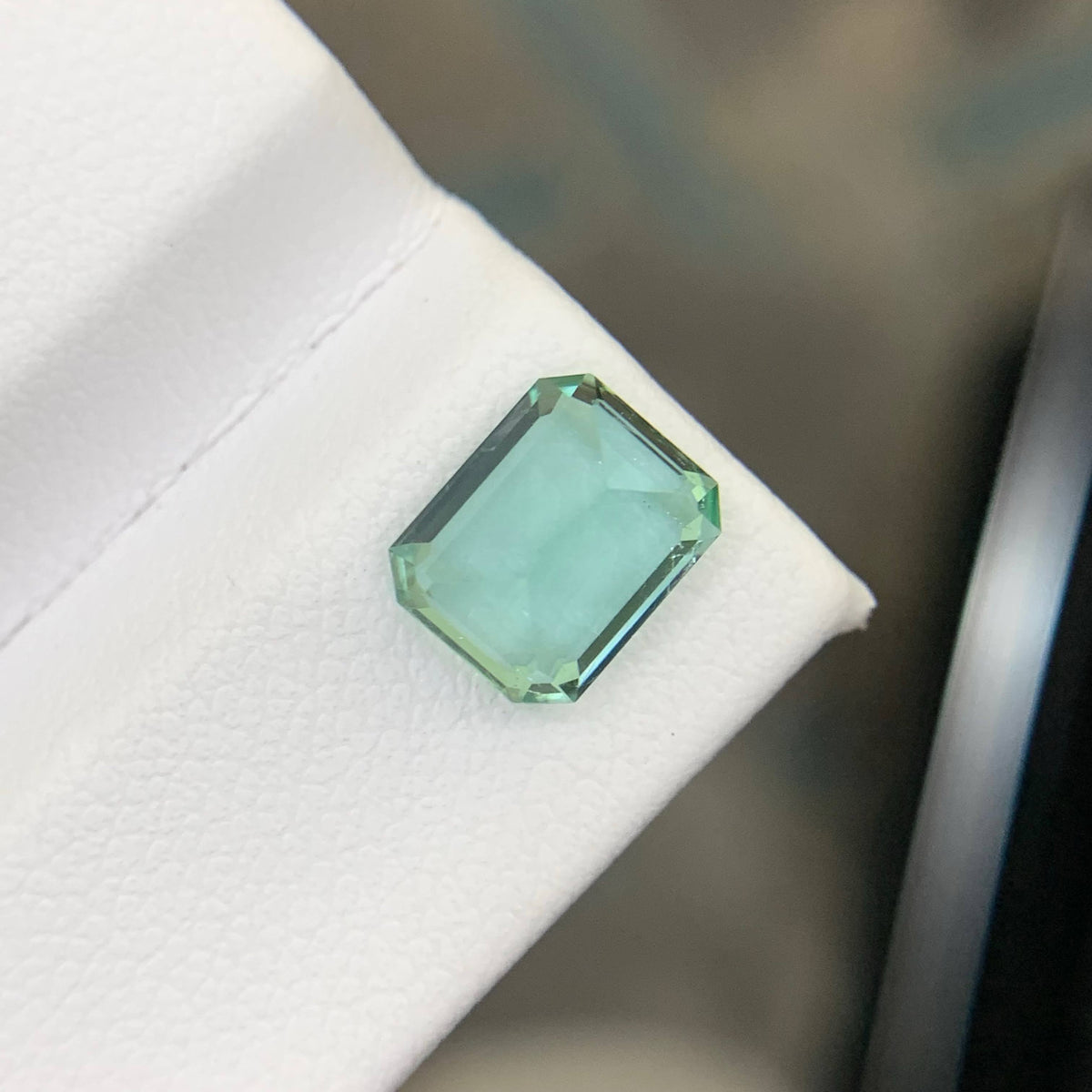 1.90 Carat Natural Loose Seafoam Tourmaline Stone Emerald Cut Afghan Gemstone