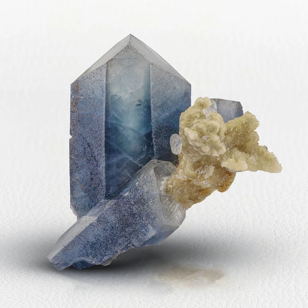 Vibrant Blue Celestite Crystals with Yellow Calcite from Afghanistan