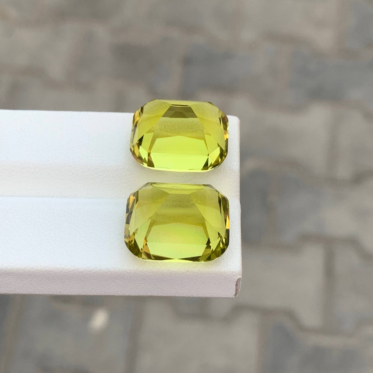 37.60 Carat Natural Loose Fine Lemon Citrine Pair Cushion Cut African Gemstone