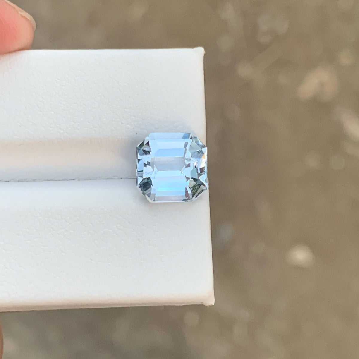 3.30 Carat Natural Aquamarine Goshenite Asscher Cut Gemstone From Pakistan