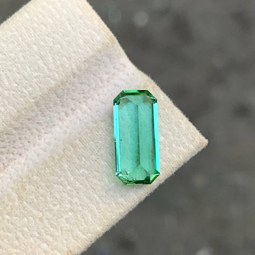 3.40 Carat Mint Green Tourmaline Emerald Cut Afghanistan VVS Untreated