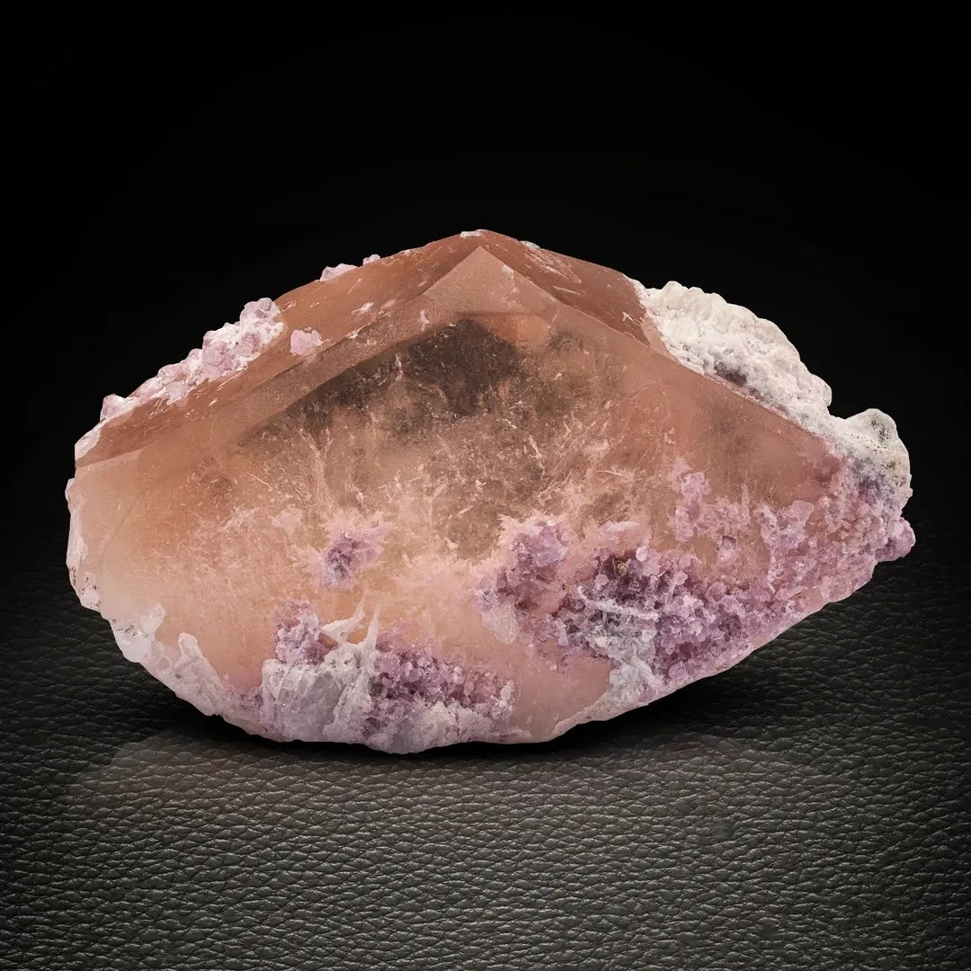 Peachy Pink Tabular Morganite Crystal with Lepidolite from Afghanistan
