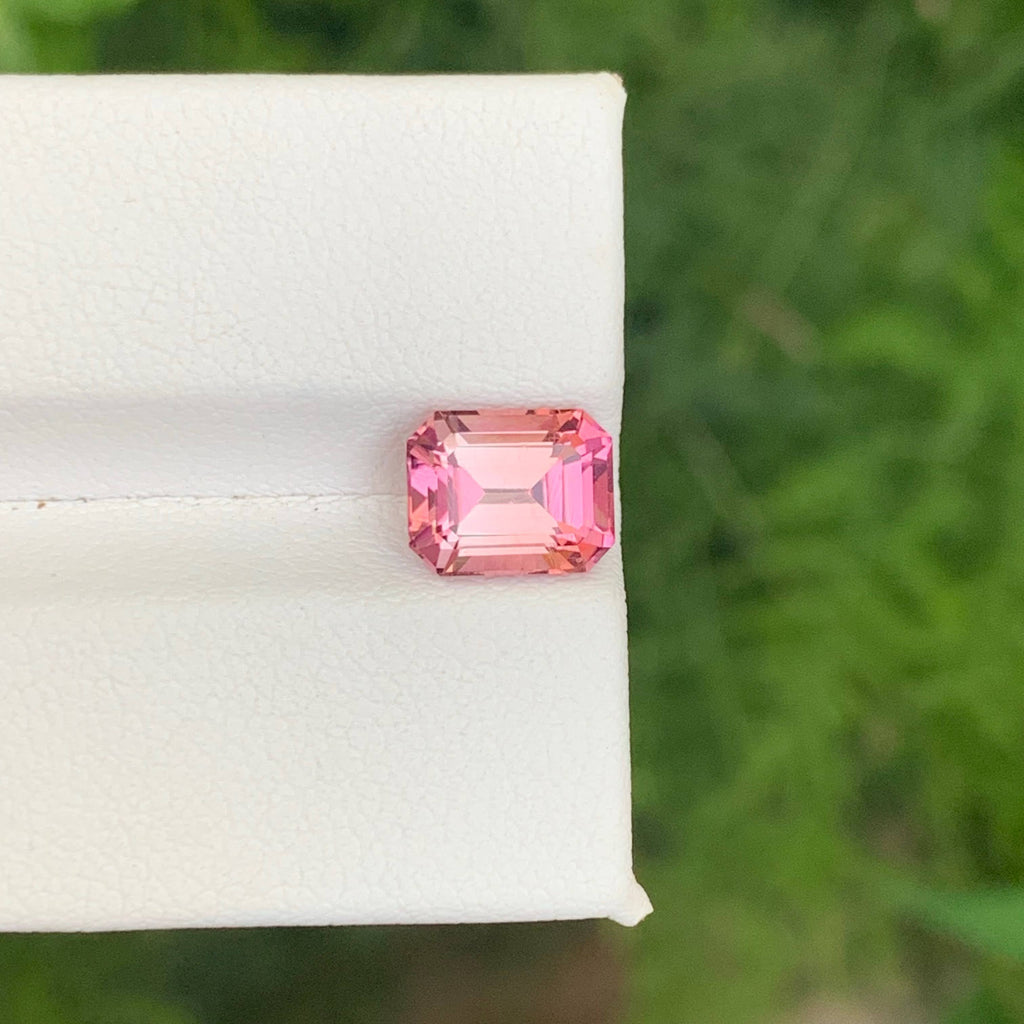 2.45 Carat Peach Pink Tourmaline Emerald Cut Afghan Gemstone