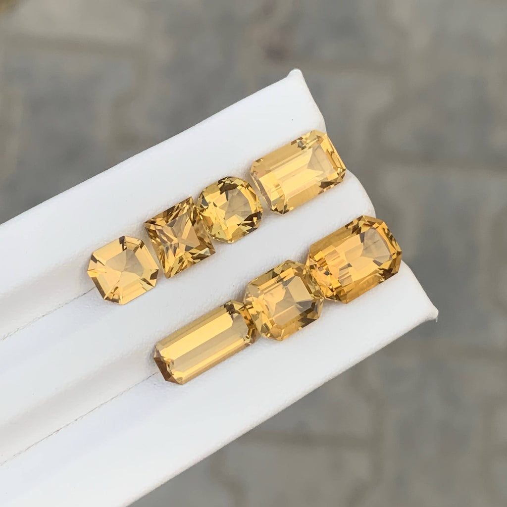 15.35 Carat Golden Citrine Lot 7 Pieces Mixed Cut Brazil VVS Untreated