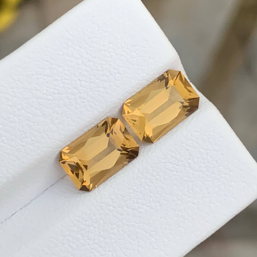 3.55 Ct Golden Citrine Pair Fancy Cut