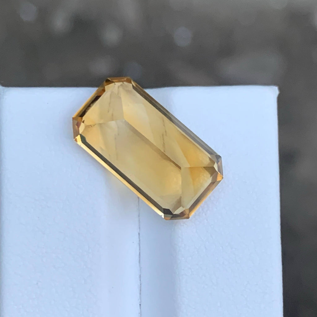 9.90 Carat Golden Color Citrine Emerald Cut Brazilian Gemstone