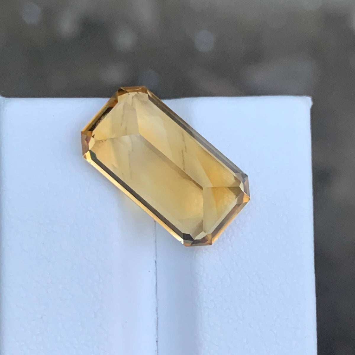 9.90 Carat Golden Color Citrine Emerald Cut Brazilian Gemstone