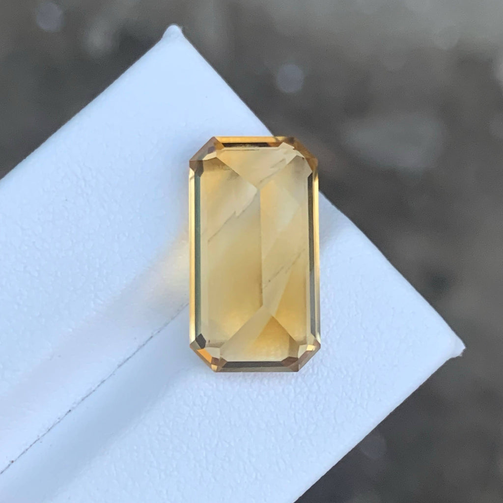 9.90 Carat Golden Color Citrine Emerald Cut Brazilian Gemstone