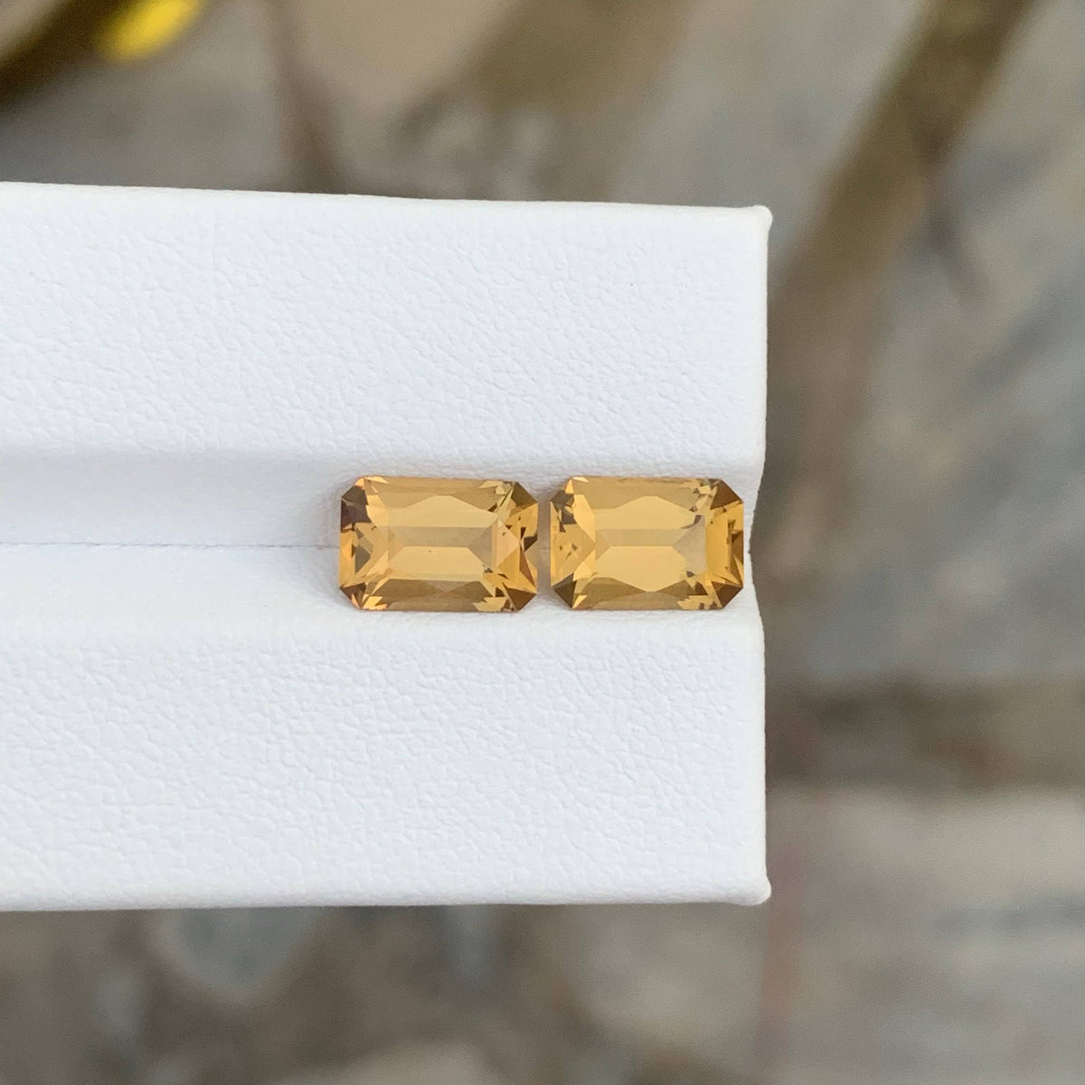 3.55 Carat Natural Loose Golden Color Citrine Pair Fancy Cut African Gemstone