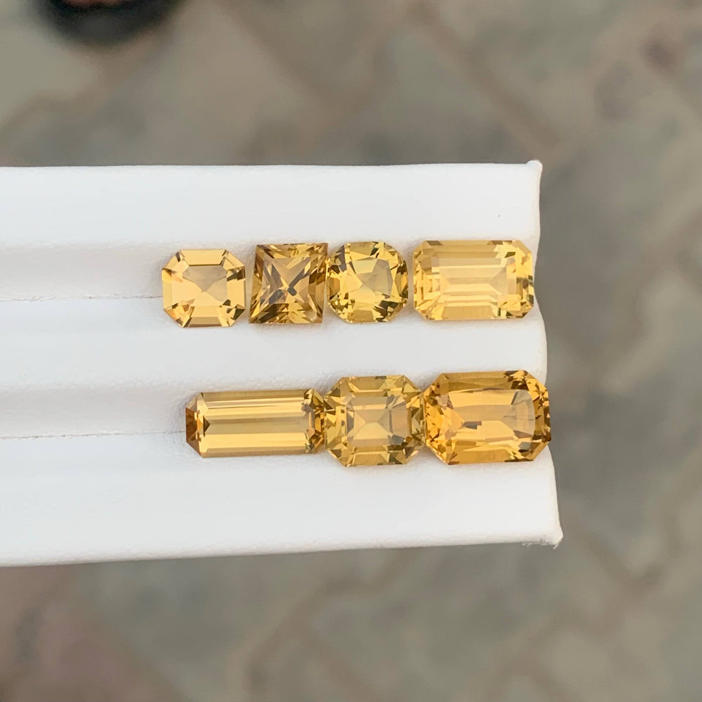 15.35 Carat Golden Citrine Lot 7 Pieces Mixed Cut Brazil VVS Untreated
