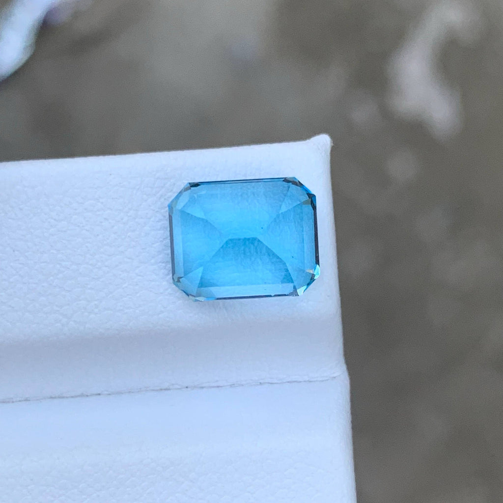 5.60 Carat Sky Blue Topaz Emerald Cut Africa SI Untreated Loose Gem