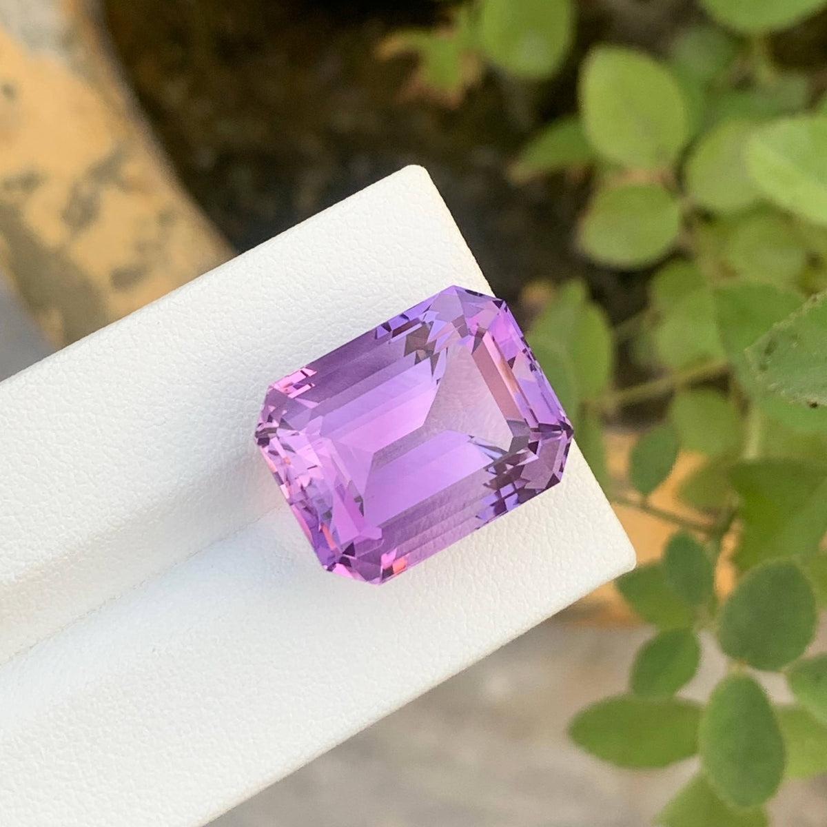 24.35 Carat Natural Loose Purple Amethyst Stone Emerald Cut Brazilian Gemstone