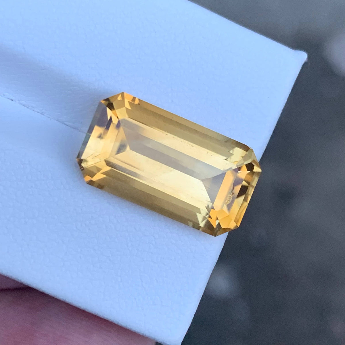 9.90 Carat Golden Color Citrine Emerald Cut Brazilian Gemstone