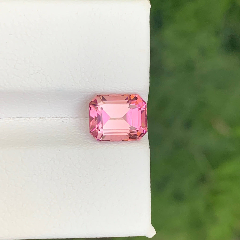 2.45 Carat Peach Pink Tourmaline Emerald Cut Afghan Gemstone