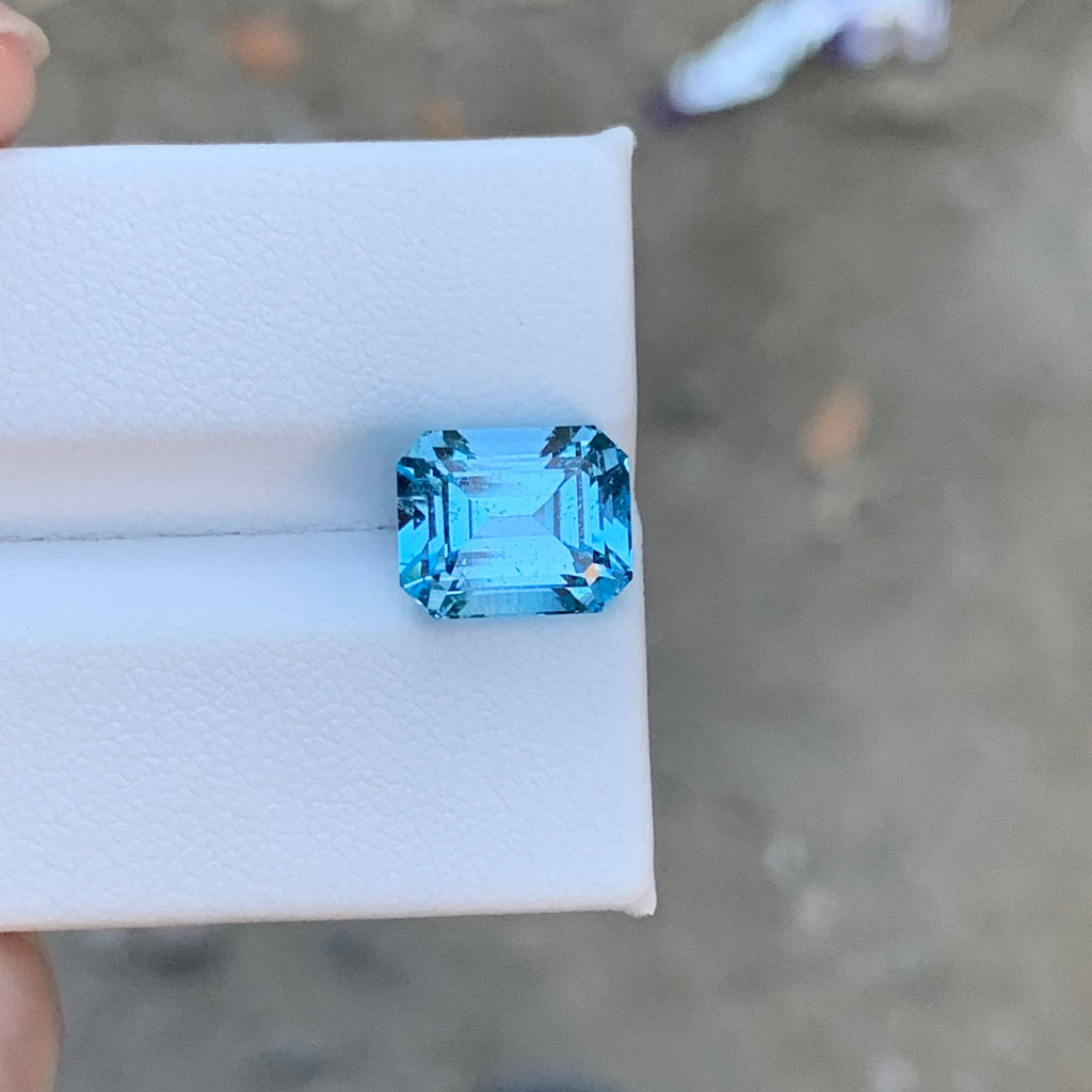 5.60 Carat Sky Blue Topaz Emerald Cut Africa SI Untreated Loose Gem