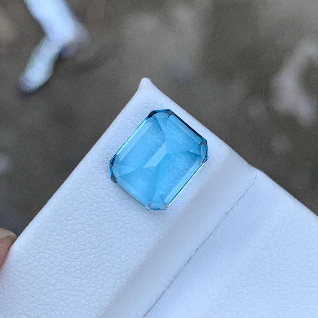5.60 Carat Sky Blue Topaz Emerald Cut Africa SI Untreated Loose Gem